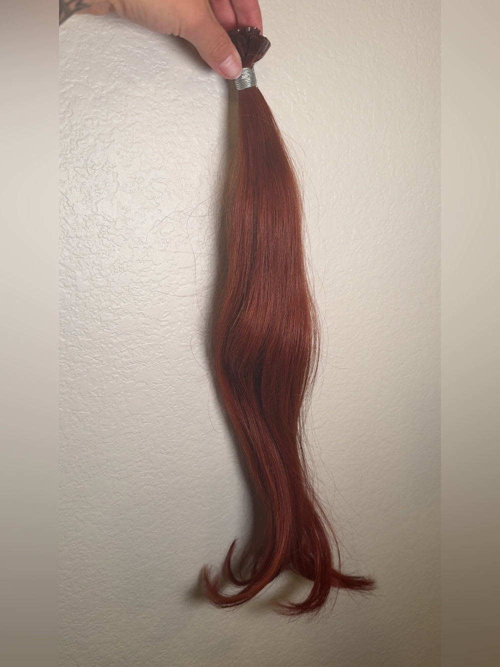 LaaVoo K Tip Hair Extensions Real Human Hair, 18 Inch 50g, Auburn Red